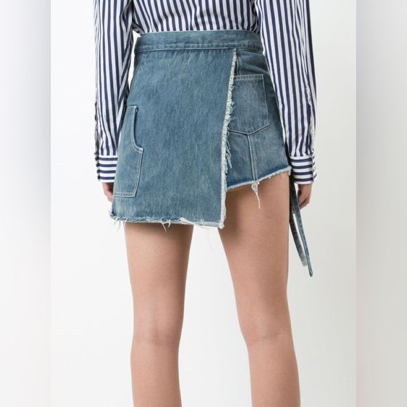 Sandy Liang Dresses & Skirts - Sandy Liang Womens Denim Wrap Skort Shorts Blue Size 36